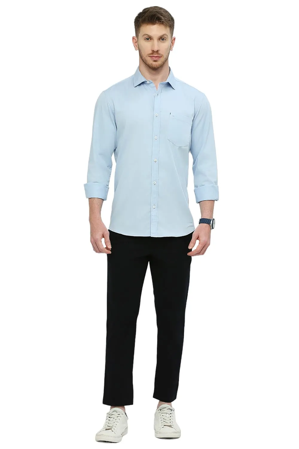 Slim Fit Cotton Polyester Cavalry Twill Shirt