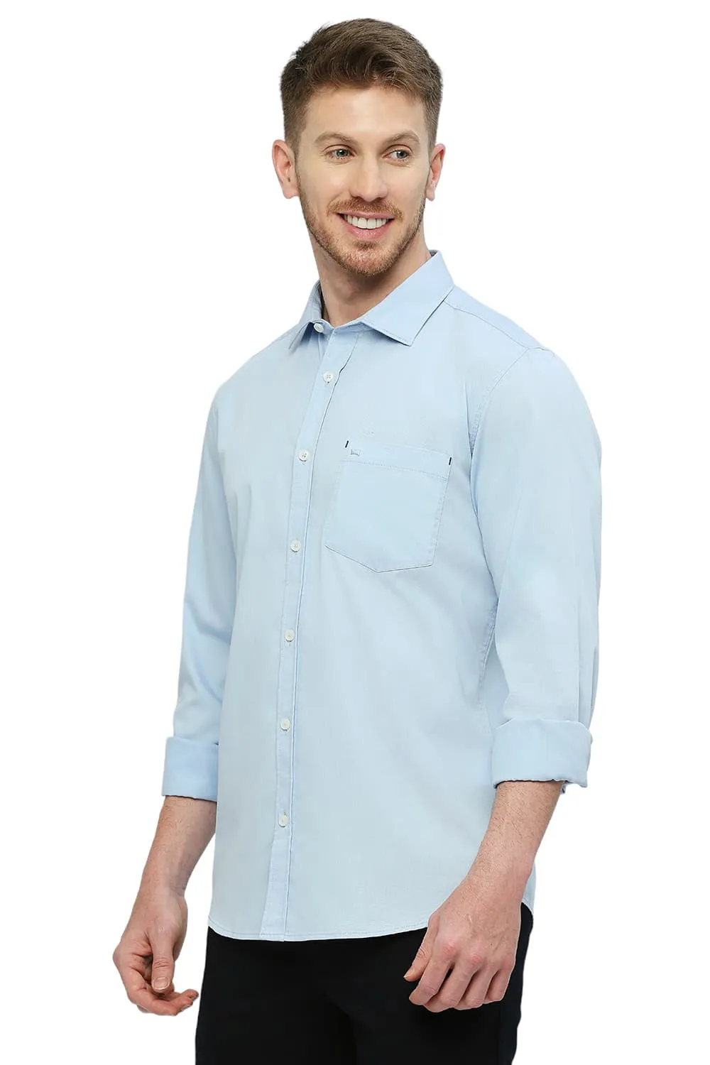 Slim Fit Cotton Polyester Cavalry Twill Shirt