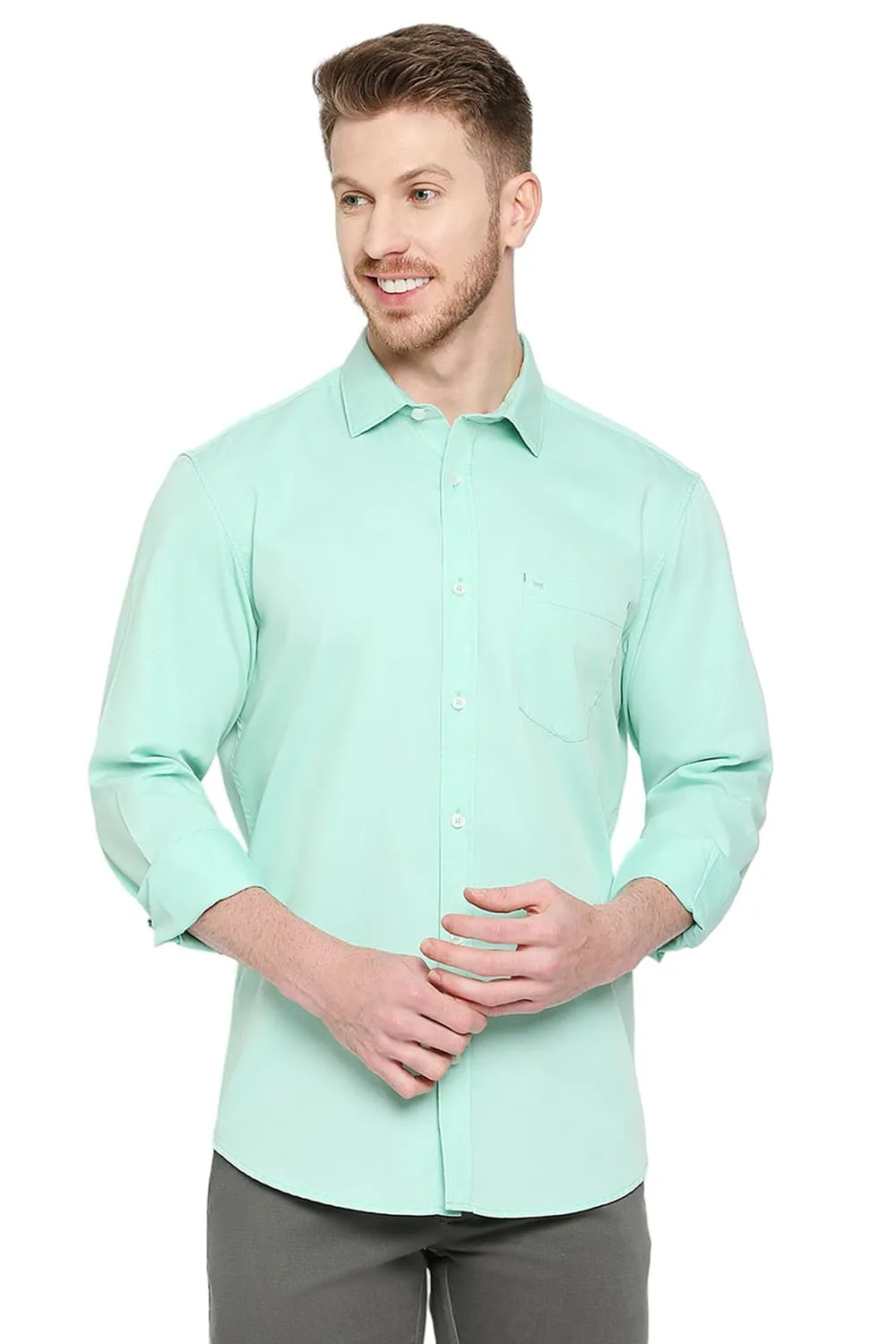 Slim Fit Cotton Polyester Cavalry Twill Shirt