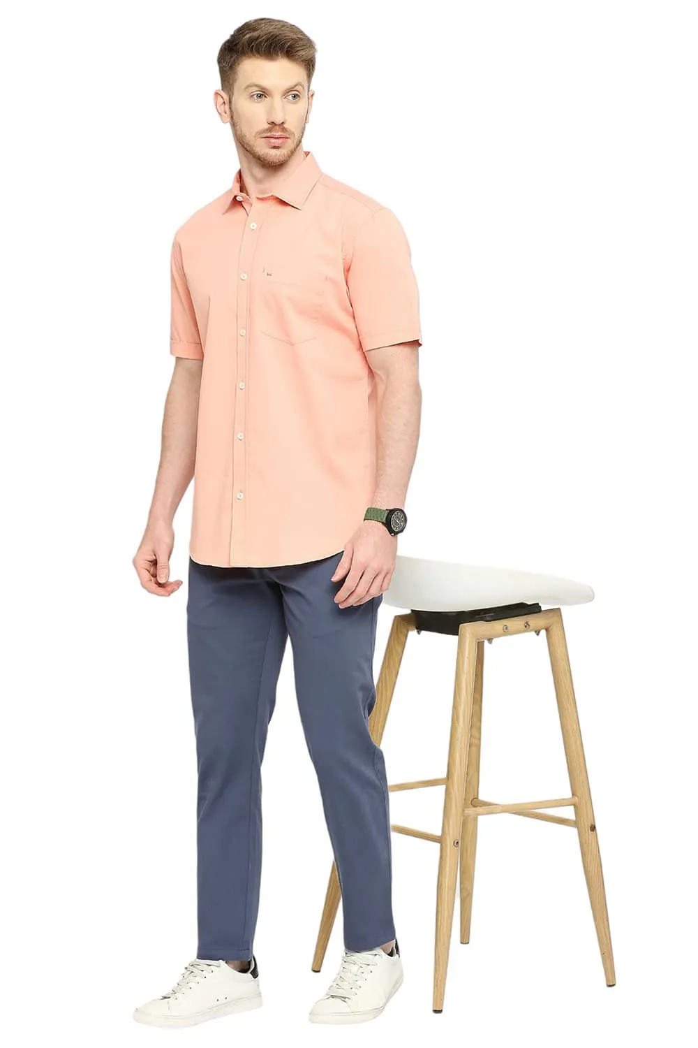 Slim Fit Cotton Polyester Cavalry Twill Shirt