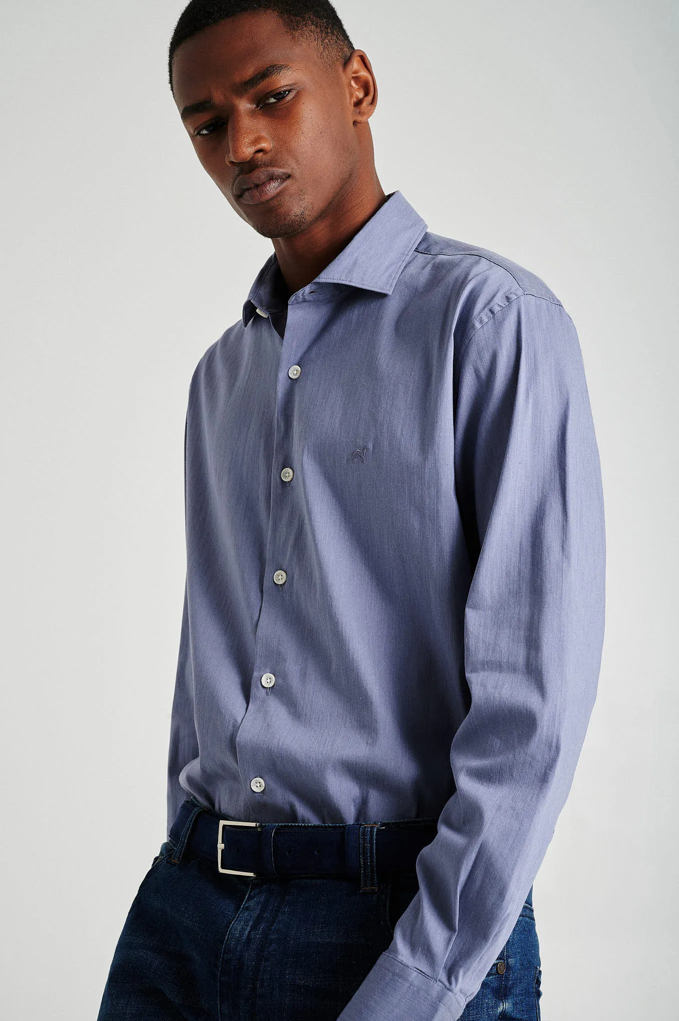 Slim fit melange shirt