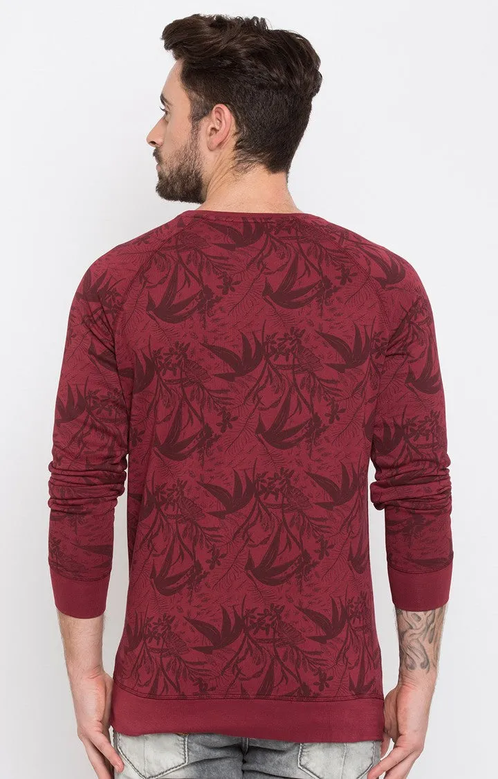 Spykar Purple Printed Slim Fit Sweatshirt