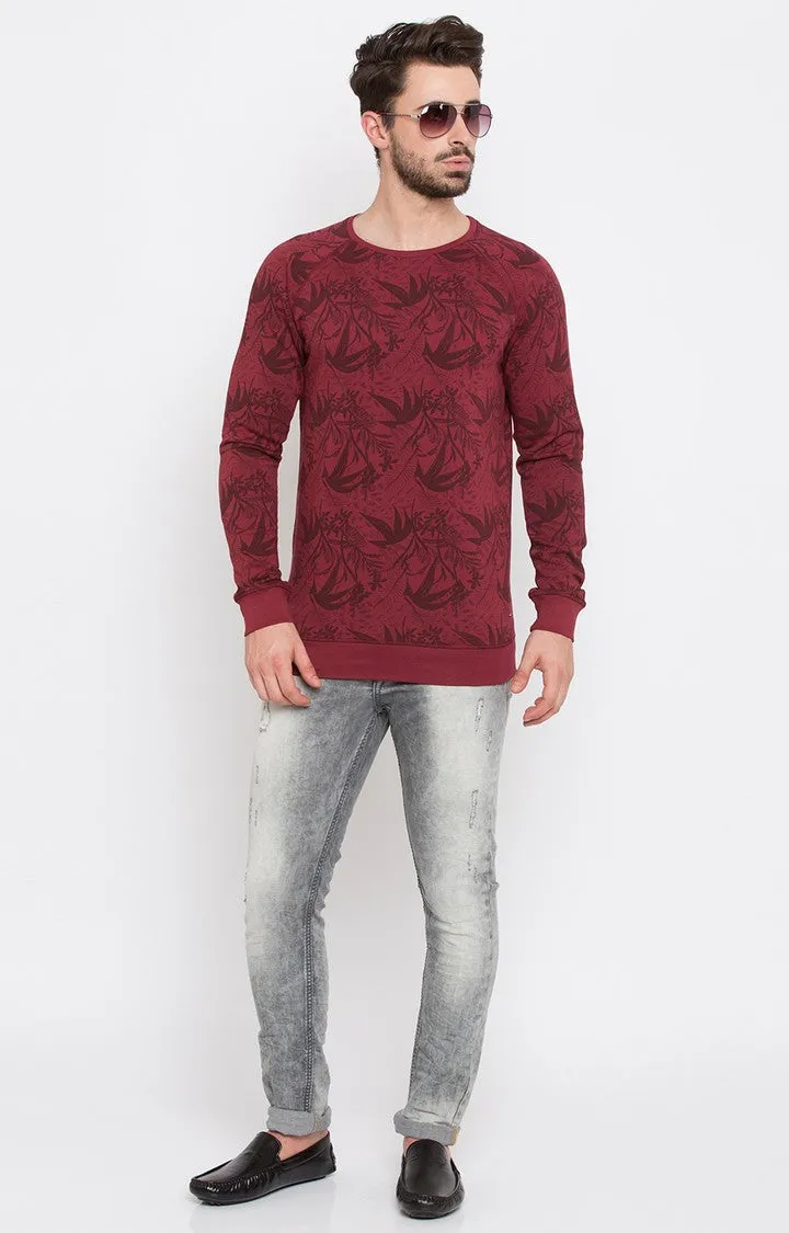 Spykar Purple Printed Slim Fit Sweatshirt