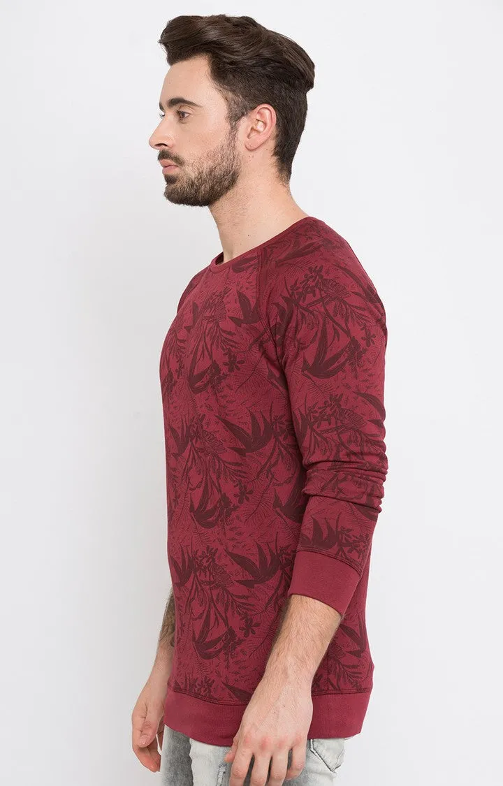 Spykar Purple Printed Slim Fit Sweatshirt