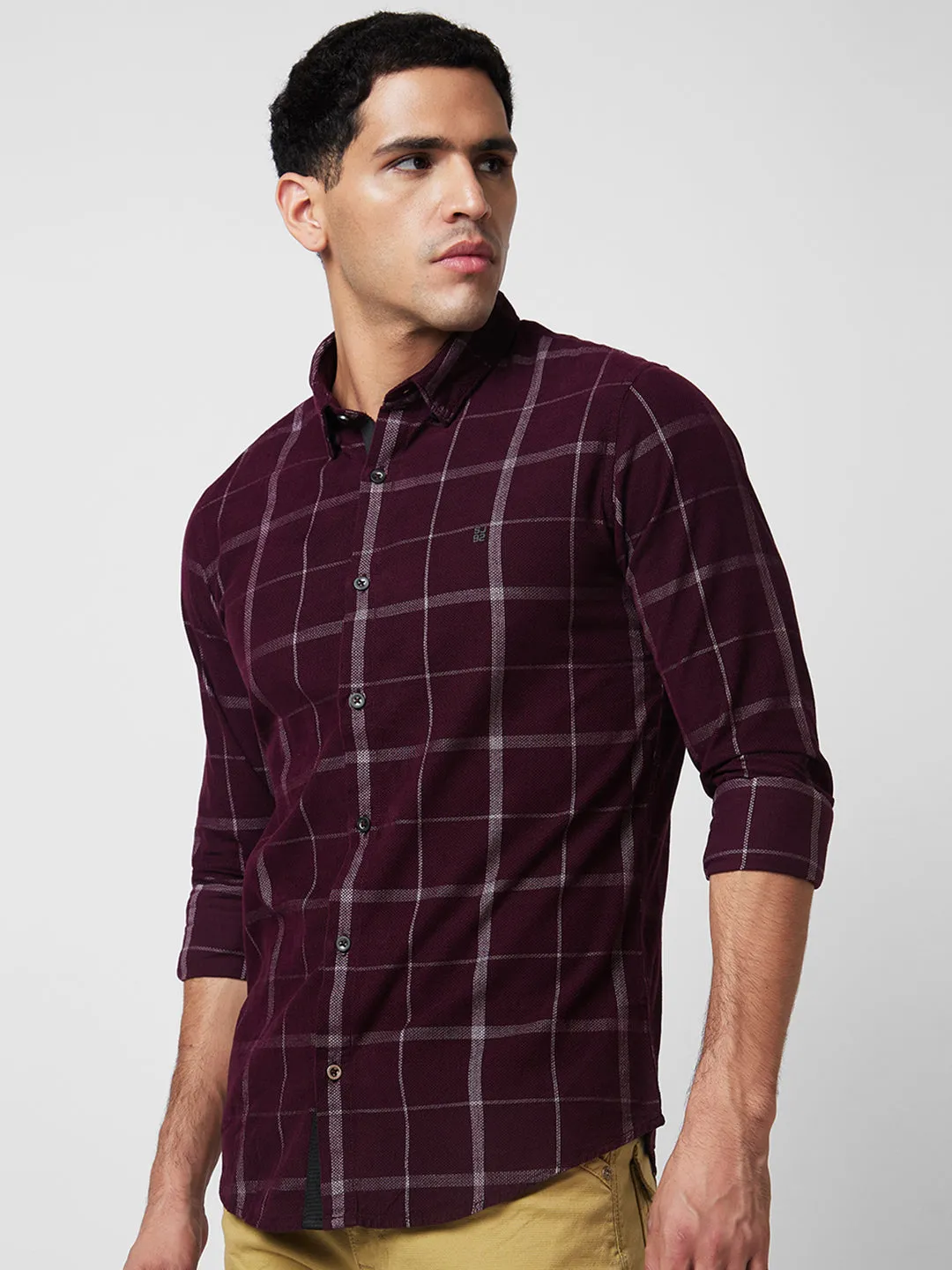 Spykar Red Checked Shirt For Men