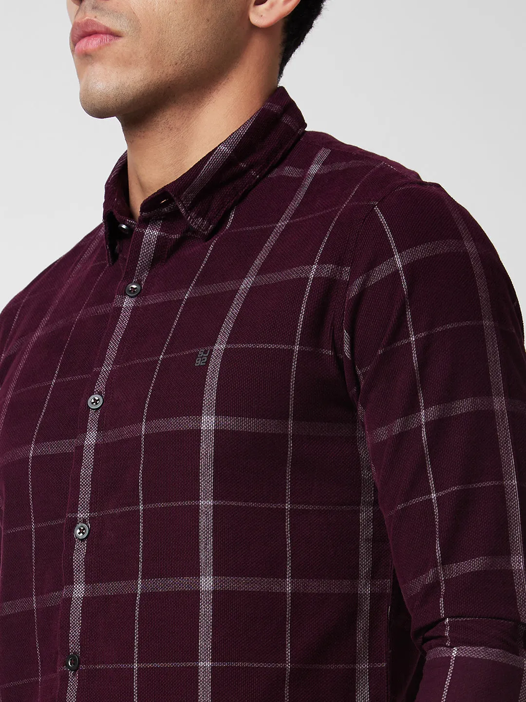 Spykar Red Checked Shirt For Men