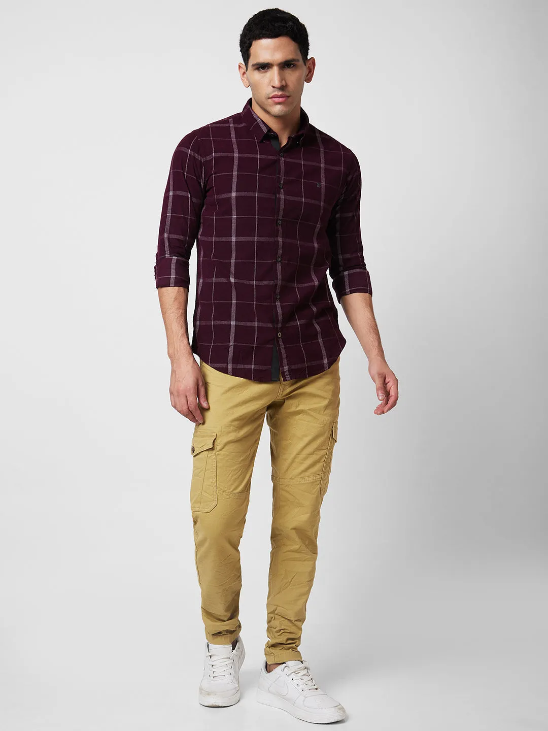 Spykar Red Checked Shirt For Men