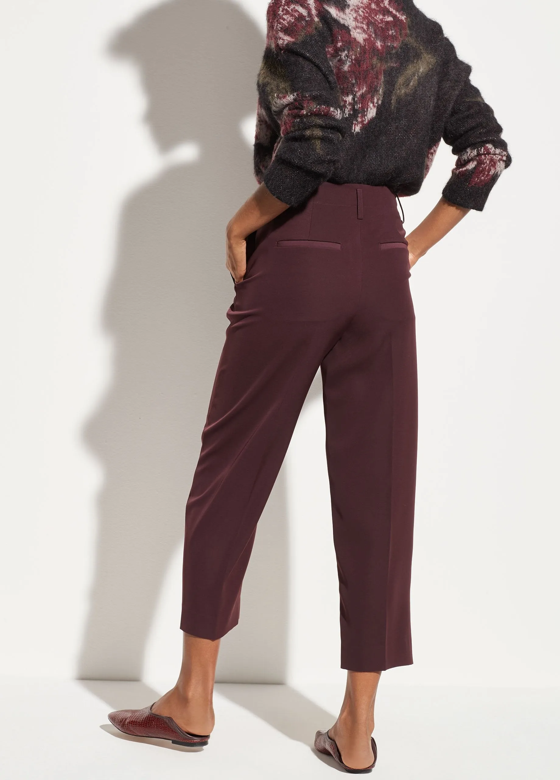 Straight Cropped Pant in Dahlia Wine