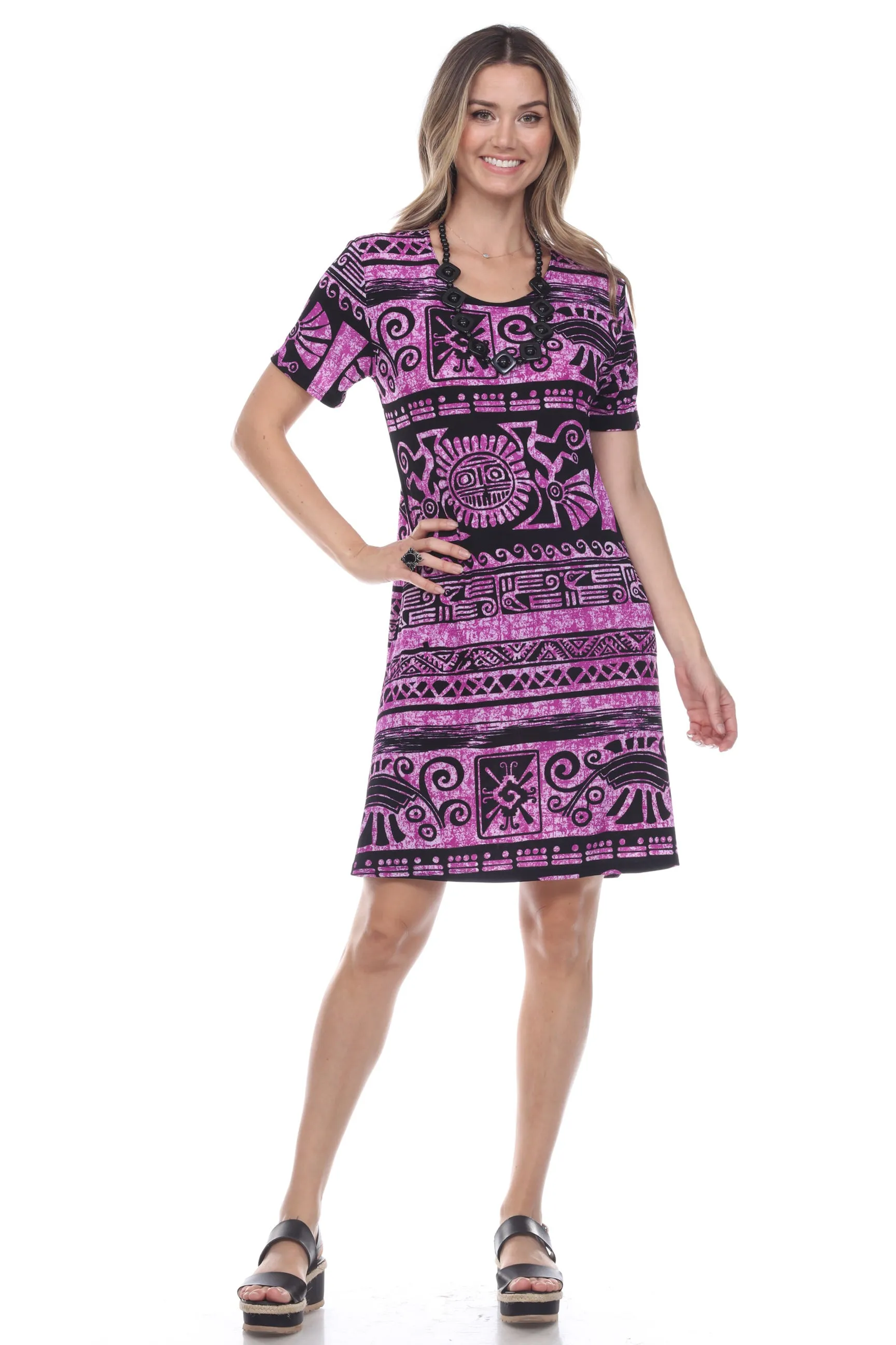 Stretchy Missy Dress Short Sleeve Print-7004BN-SRP1-W901