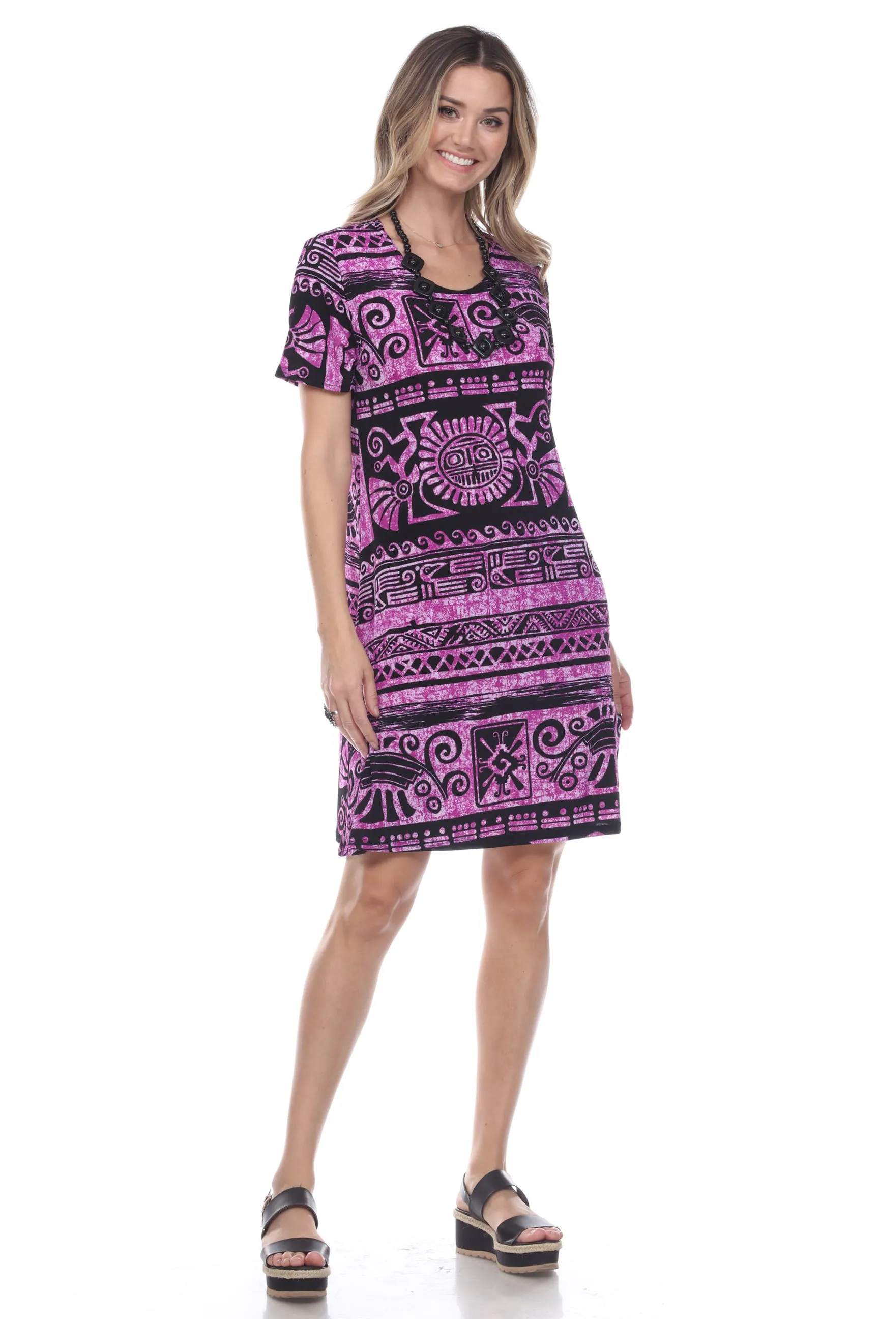 Stretchy Missy Dress Short Sleeve Print-7004BN-SRP1-W901