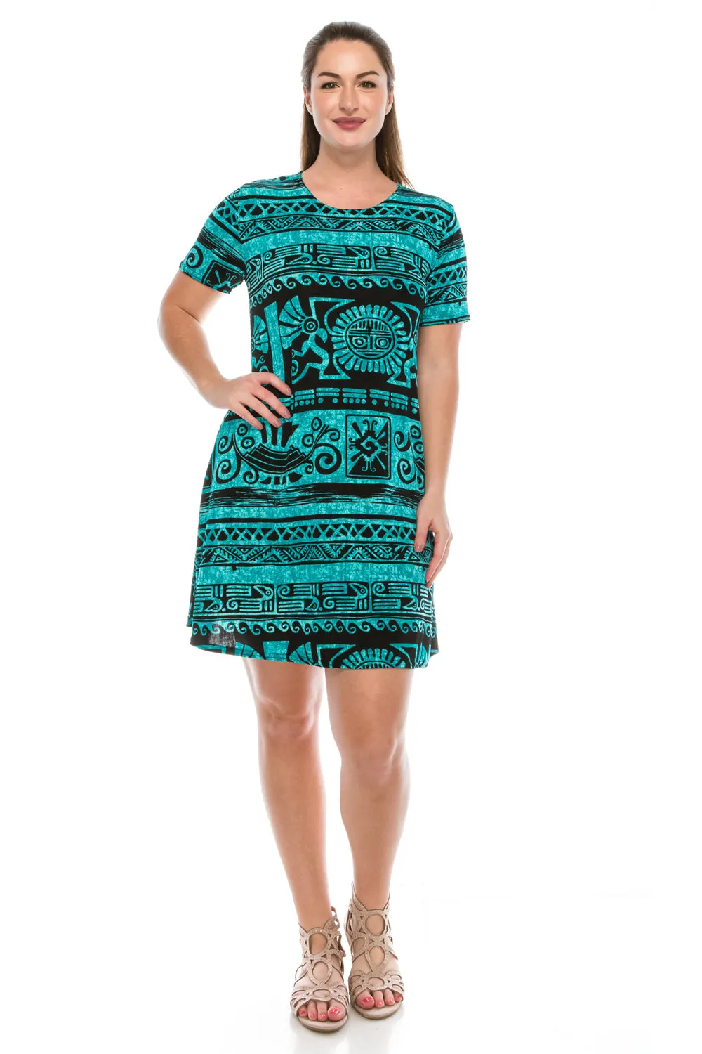 Stretchy Missy Dress Short Sleeve Print-7004BN-SRP1-W901