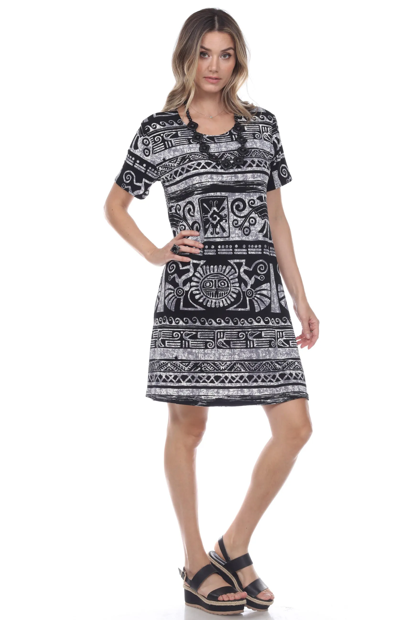 Stretchy Missy Dress Short Sleeve Print-7004BN-SRP1-W901