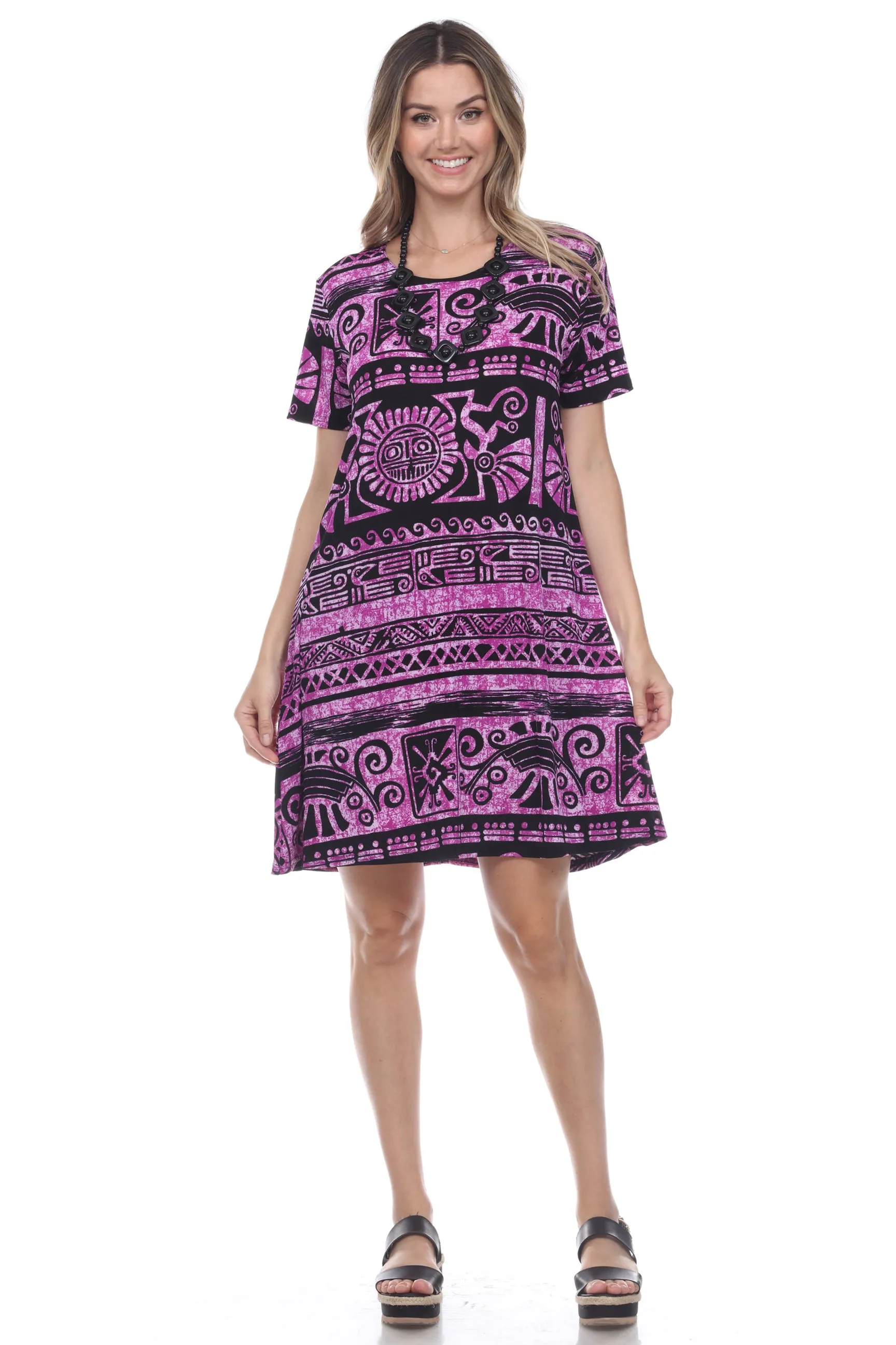 Stretchy Missy Dress Short Sleeve Print-7004BN-SRP1-W901