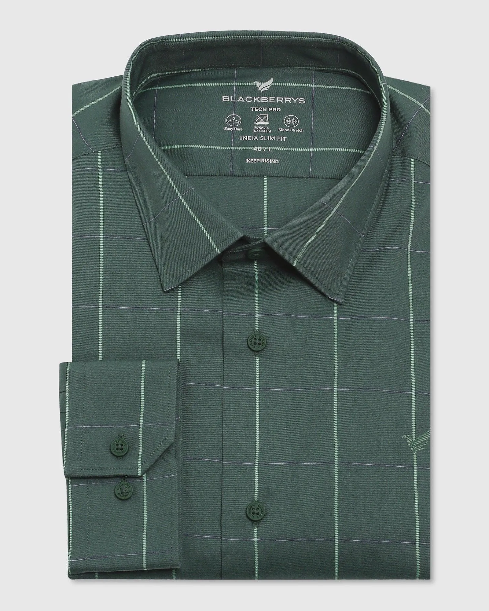 TechPro Formal Green Check Shirt - Digo