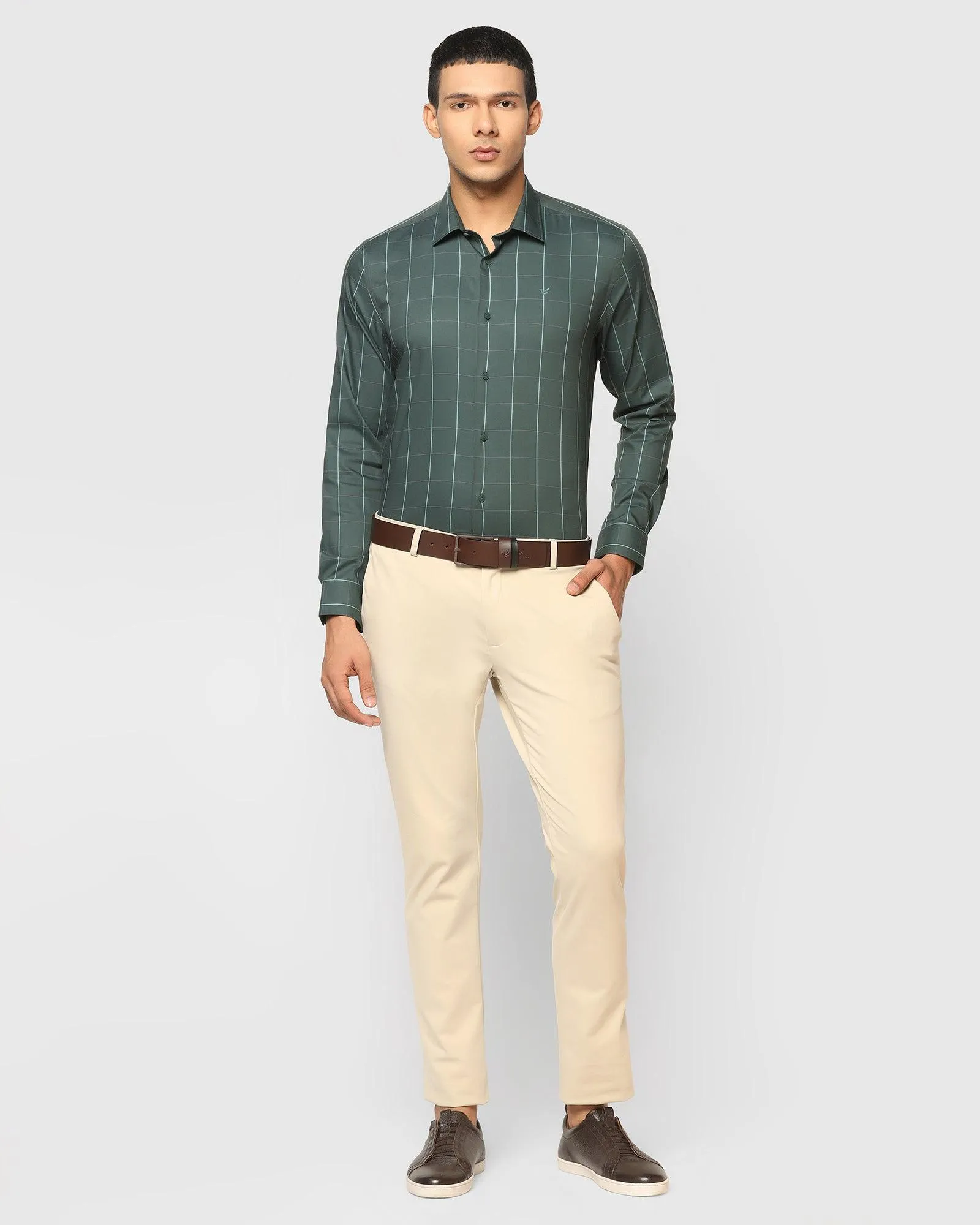 TechPro Formal Green Check Shirt - Digo