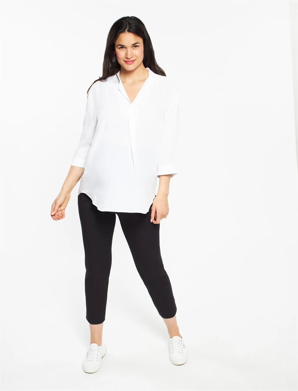 The Curie Secret Fit Belly Twill Slim Ankle Maternity Pant in Black