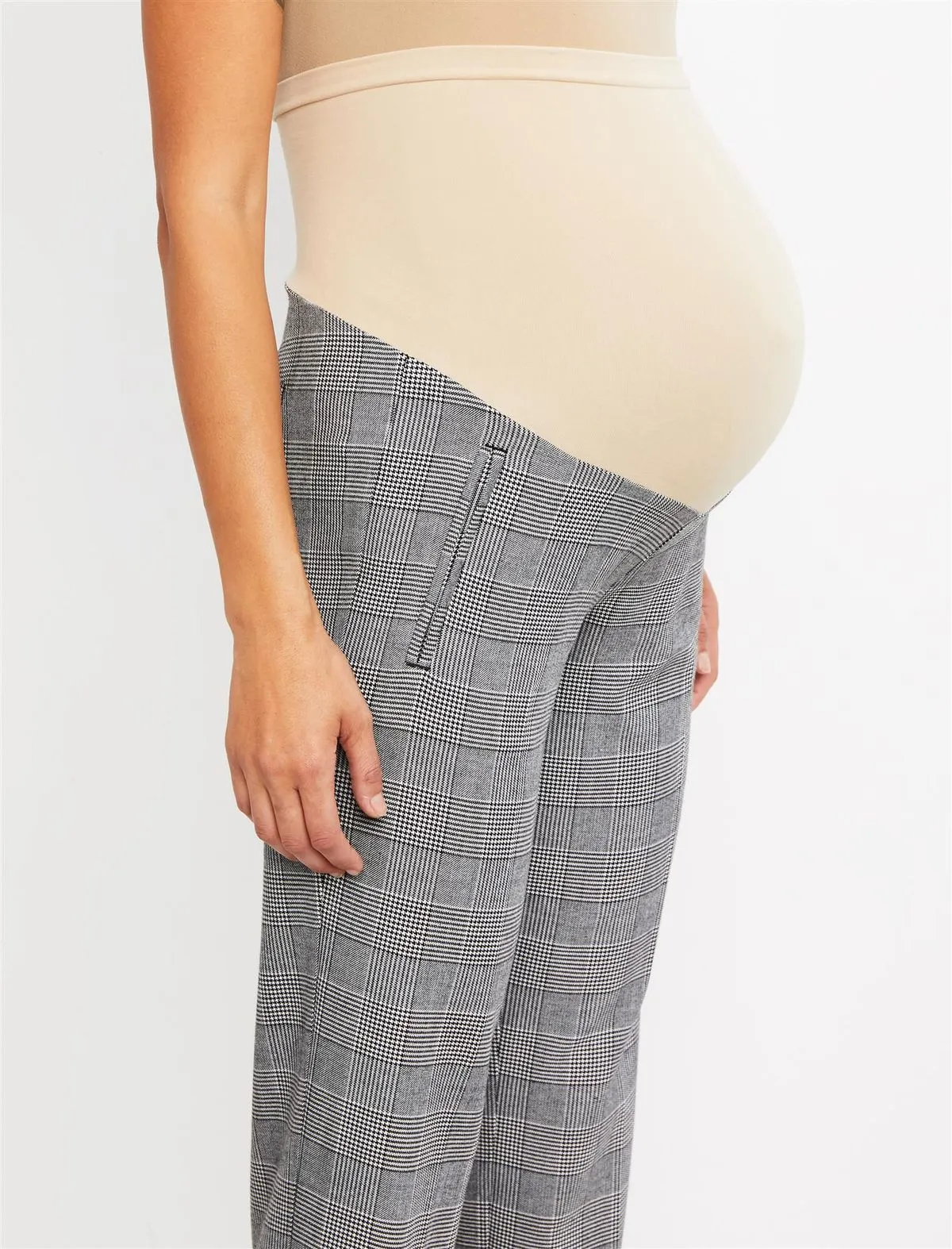 The Curie Secret Fit Belly Twill Slim Ankle Maternity Pant in Plaid