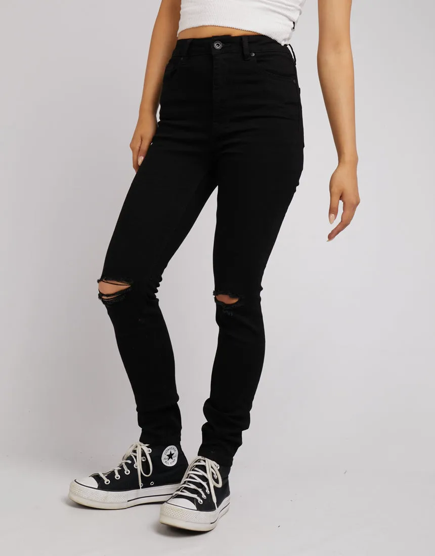 THE VICE HIGH SKINNY JEAN - Jet Black Distressed