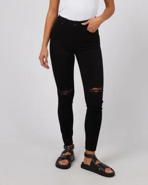 THE VICE HIGH SKINNY JEAN - Jet Black Distressed