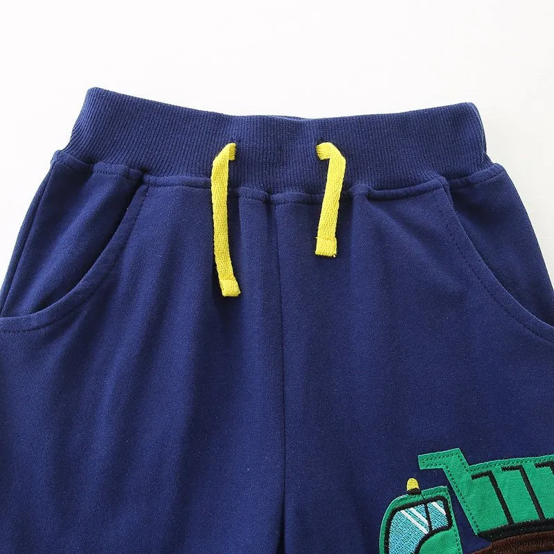 Toddler/Kid Boy's Colorful Trucks Embroidery Design Pants