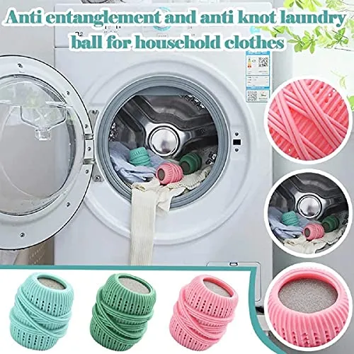 TOMATUS® 3 PCS Laundry Balls Premium Soft Washer Ball, Laundry Washing Balls, Anti-entanglement Anti-knotting Strong Decontamination Laundry Ball, Washing Machine Clothing Cleaning Ball (MIX)