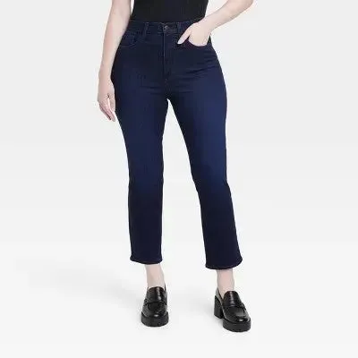 Universal Thread Women's Mid-Rise Bootcut Cropped Jeans Stretchy Raw Edge