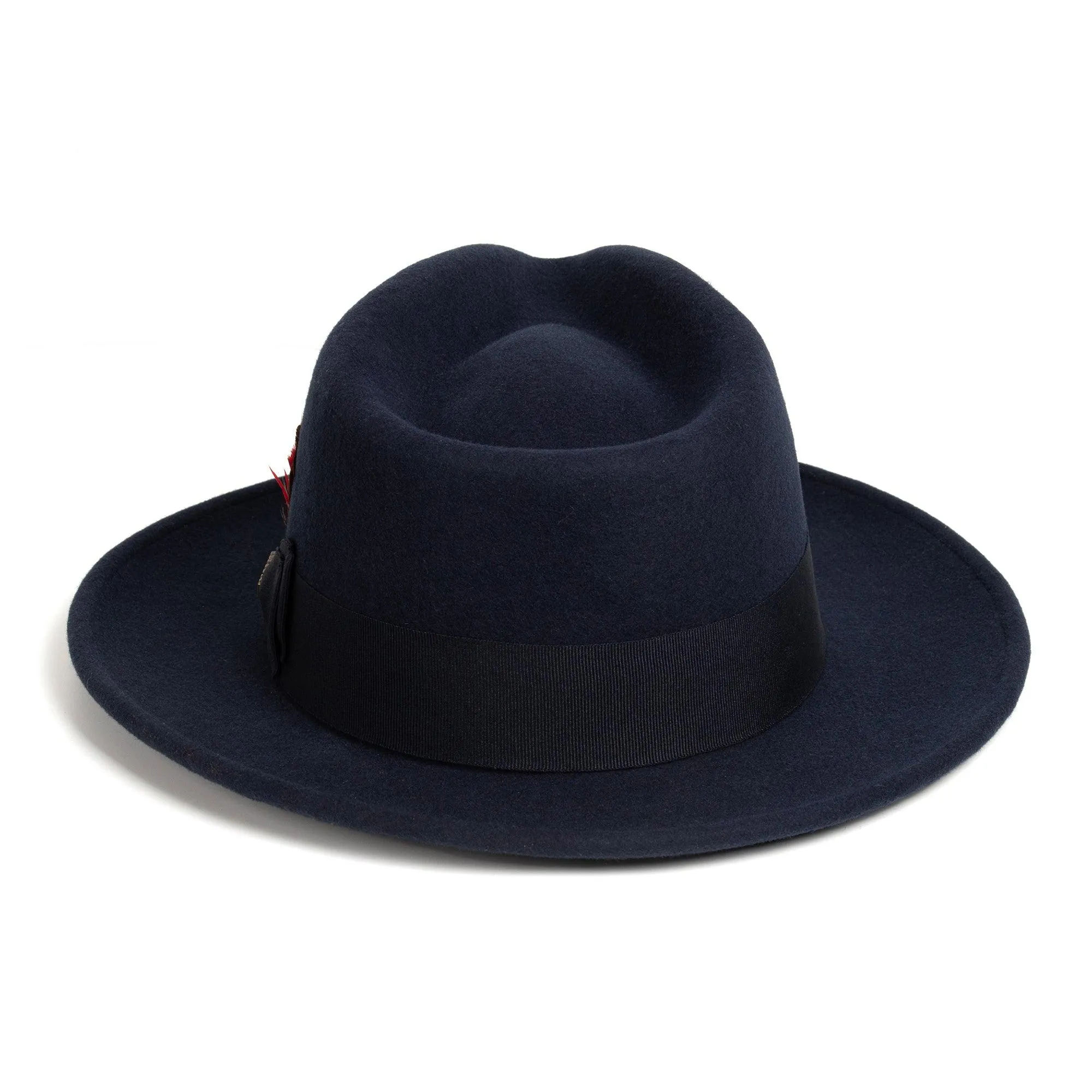 Vintage Crushable Wool Fedora Hat-Black / Gold