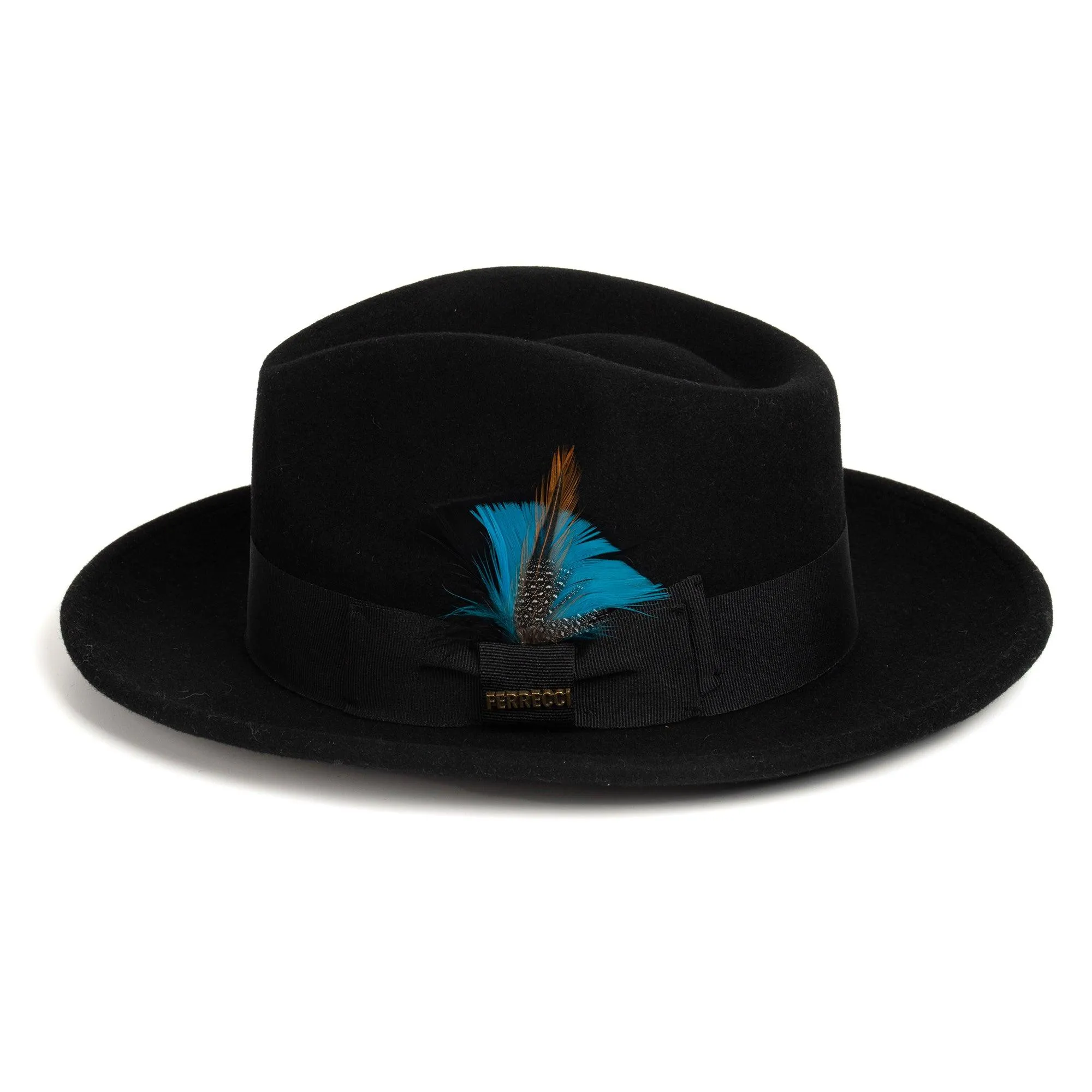 Vintage Crushable Wool Fedora Hat-Black / Gold