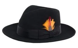 Vintage Crushable Wool Fedora Hat-Black / Gold