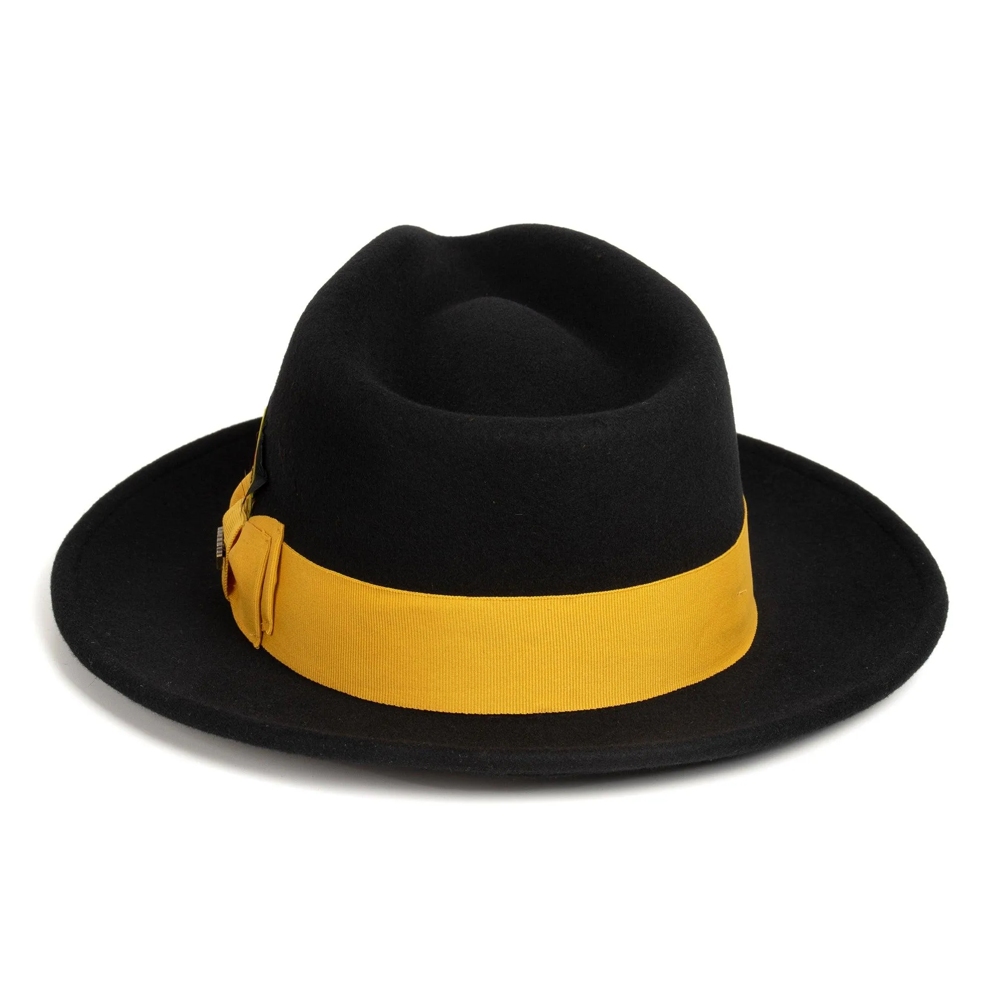 Vintage Crushable Wool Fedora Hat-Black / Gold