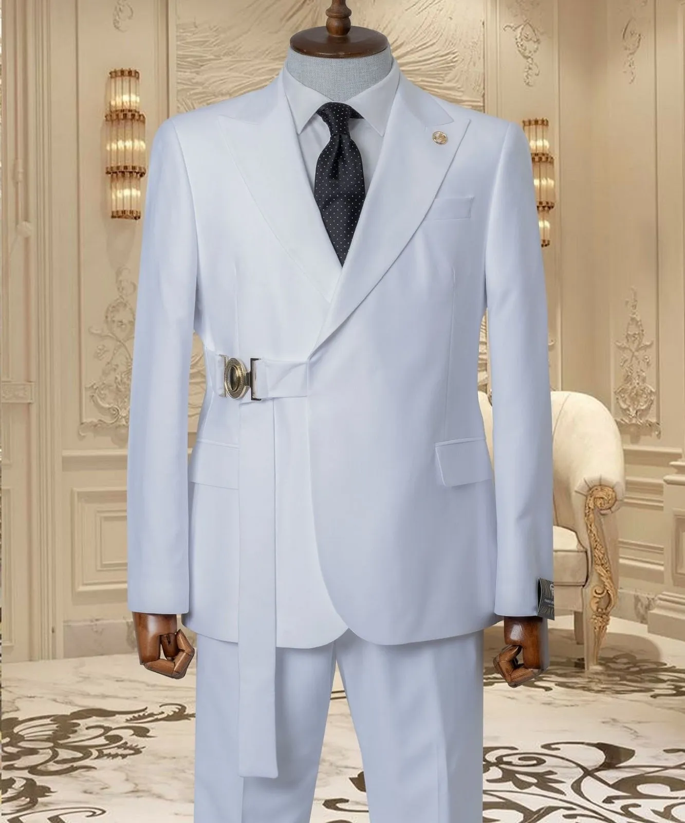 White Notched Lapel Men Suit