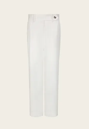 White Straight-Leg Ankle-Length Pants