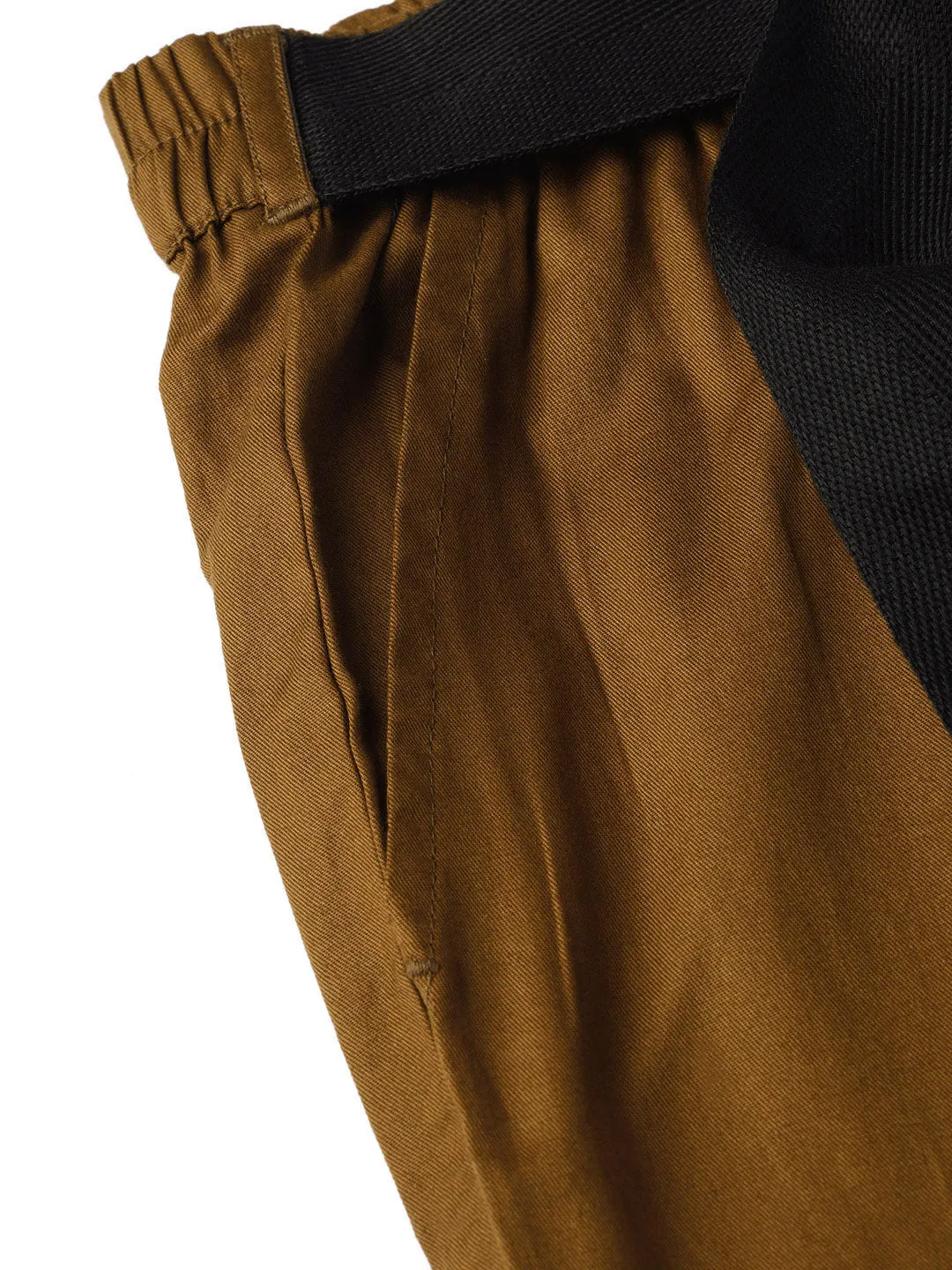 Women Brown Tapered Belted Pants