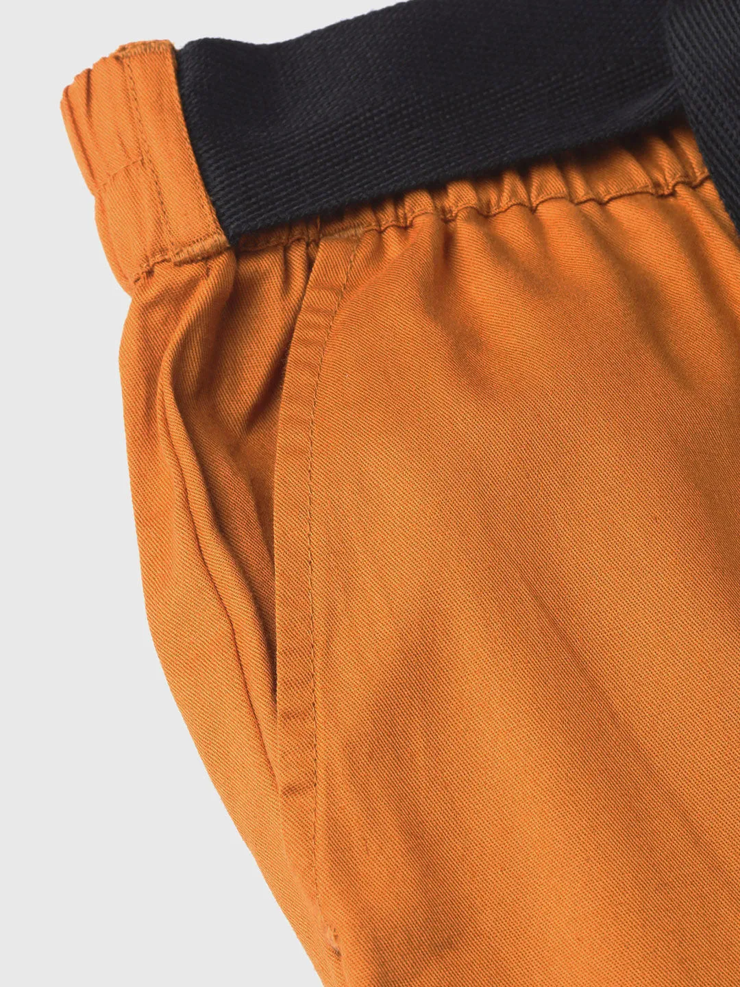 Women Orange Tapered Belted Pants