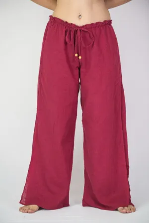 Womens Solid Color Double Layered Palazzo Pants in Red