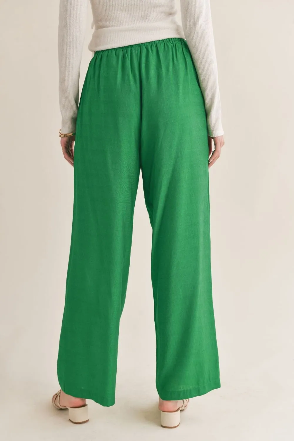 Women's Wide Leg Pants | Tie Waist | Green