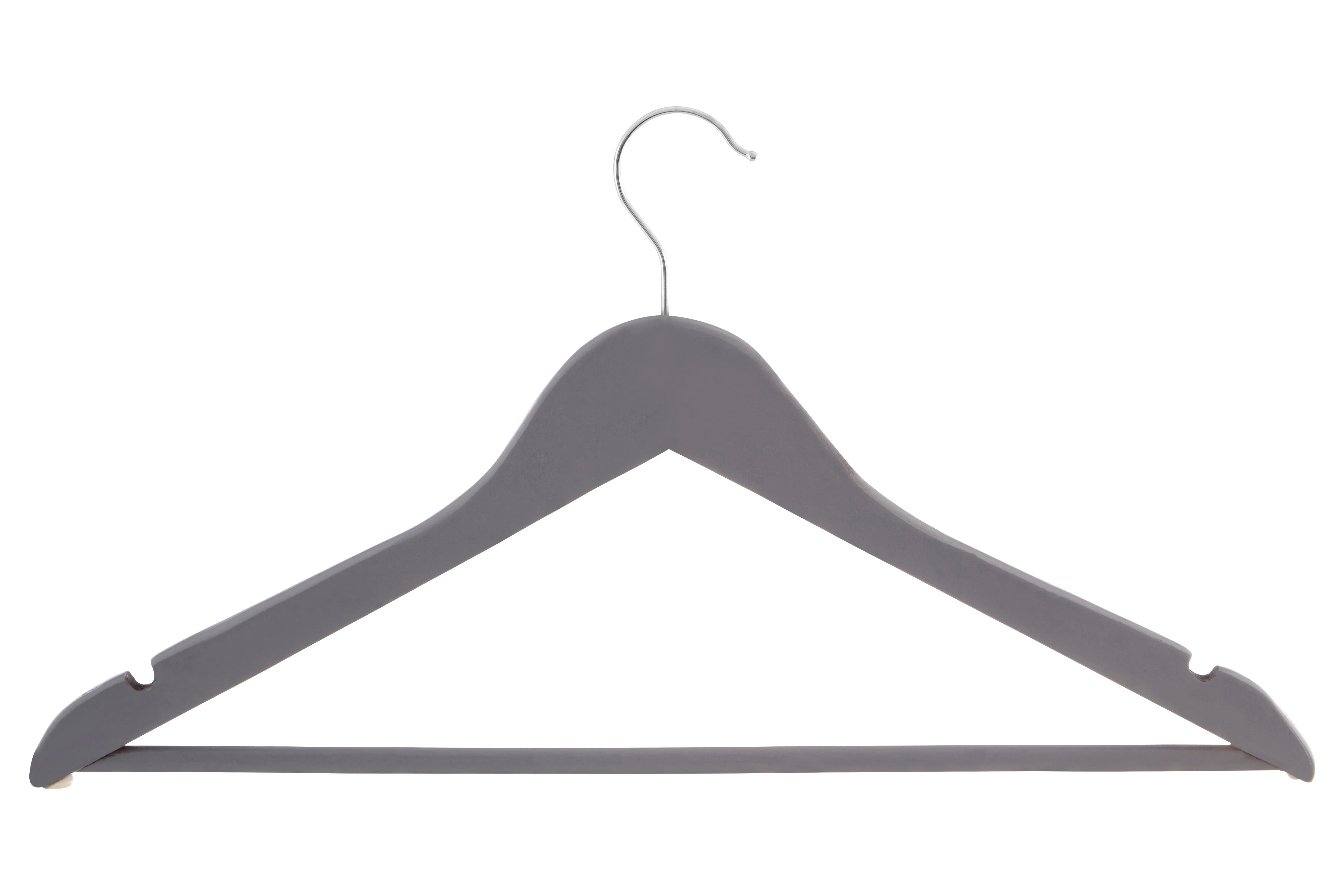 Wooden Clothes Hanger - Set Of 10 - Matt Grey